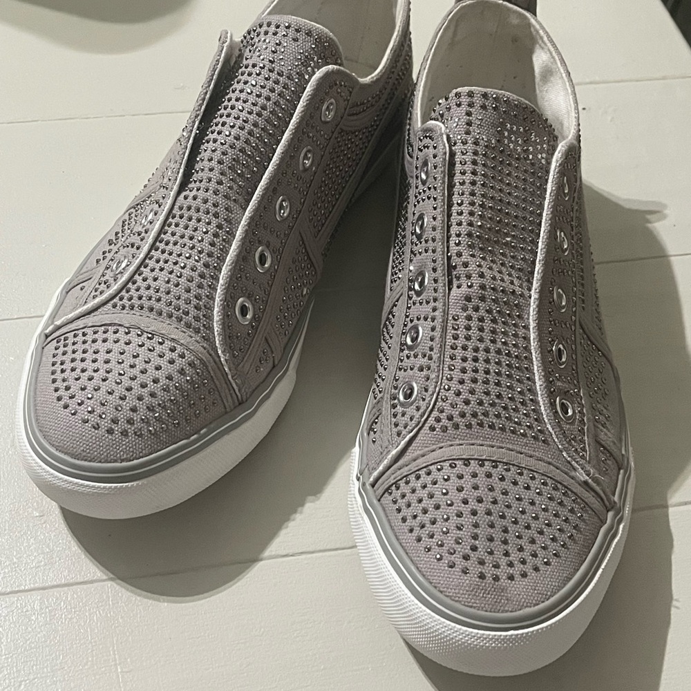 True Religion Gray and White Perforated Sneakers